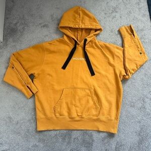 Moussy Hoodie Sweatshirt Free Size One Size Gold/Yellow Black Snap Button Arm